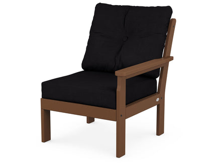 POLYWOOD® Vineyard Modular Right Arm Chair in Teak / Midnight Linen