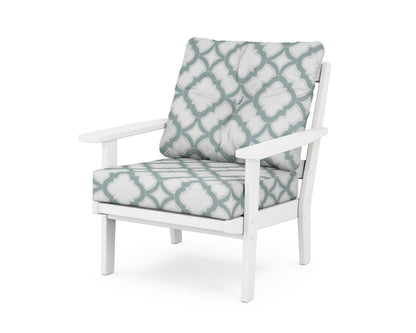 POLYWOOD® Prairie Deep Seating Chair in White / Trellis Glacier Spa