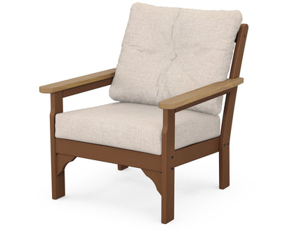 POLYWOOD® Vineyard Deep Seating Chair in Teak / Natural / Blend Linen