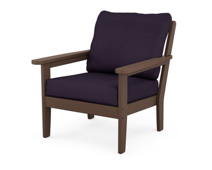 Country Living Cottage Deep Seating Chair in Mahogany / Navy Linen
