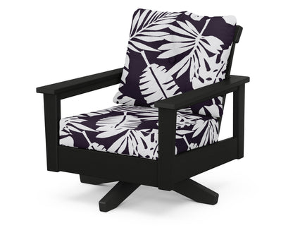 POLYWOOD® Prescott Deep Seating Swivel Chair in Black / Leaf Navy