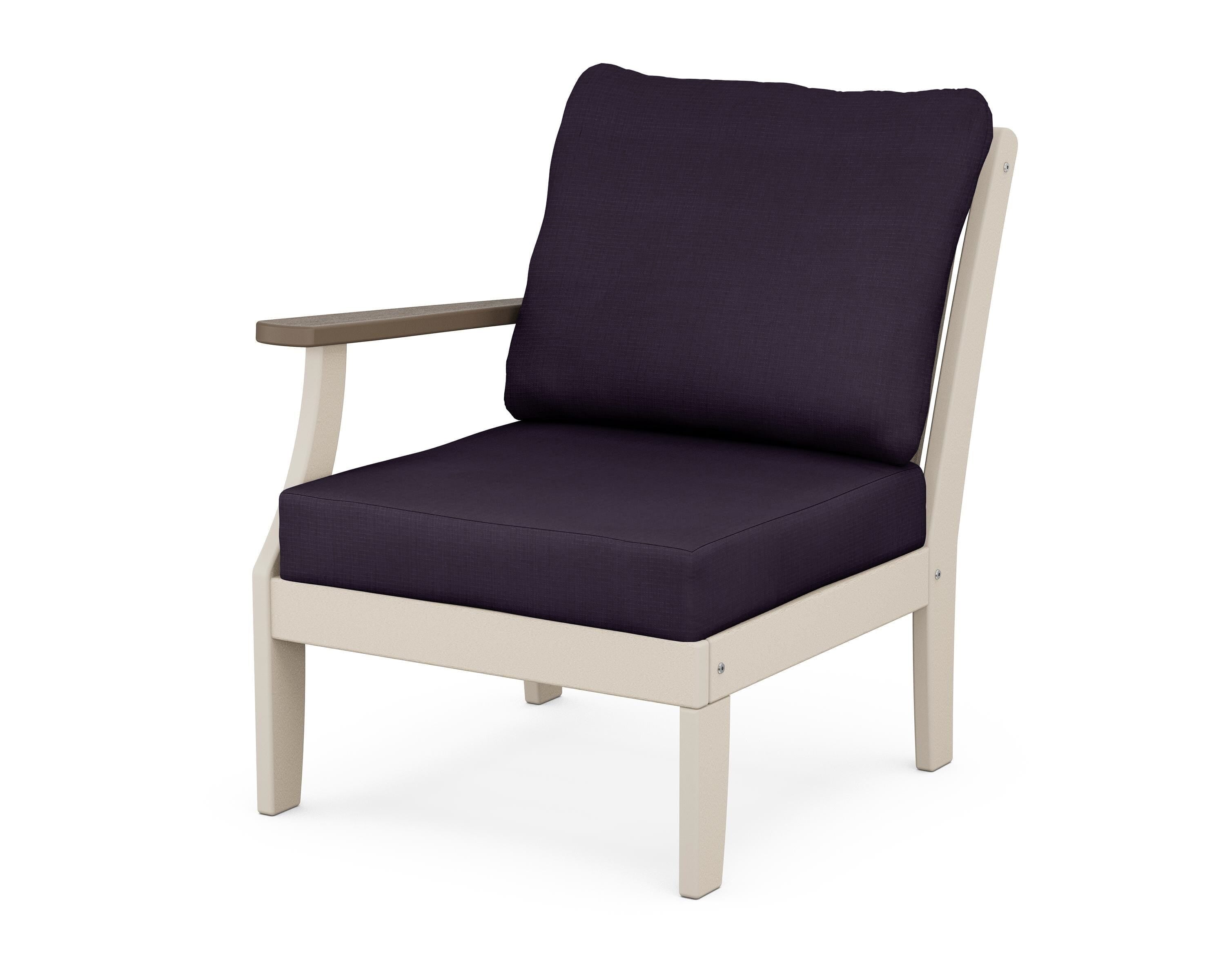 POLYWOOD® Braxton Modular Left Arm Chair in Sand / Kona / Navy Linen