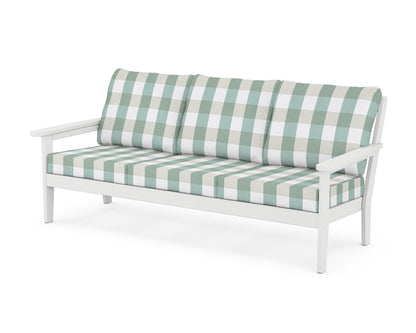 Country Living Cottage Deep Seating Sofa in White / Buffalo Plaid Glacier Spa