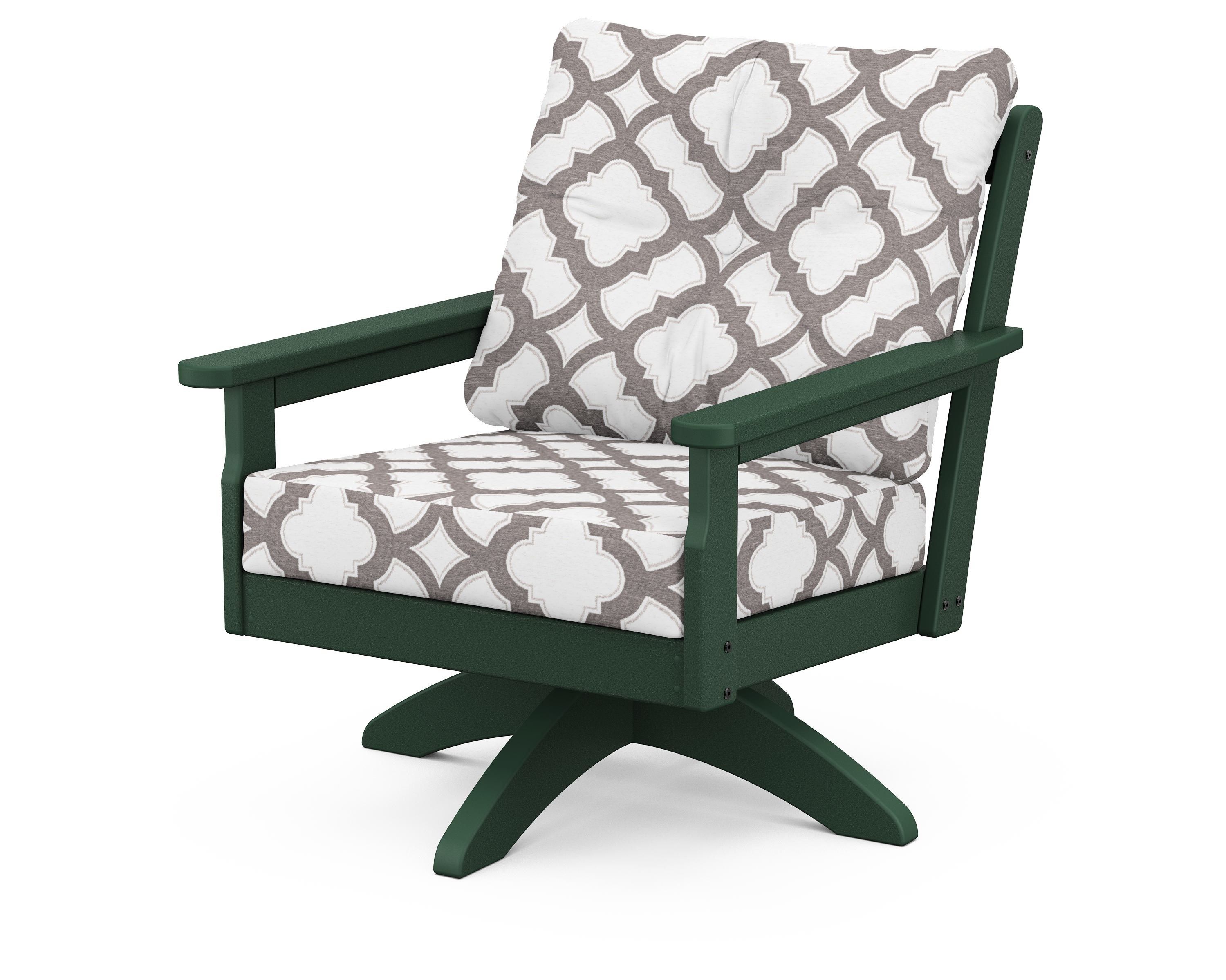 POLYWOOD® Vineyard Deep Seating Swivel Chair in Green / Trellis Grey Mist