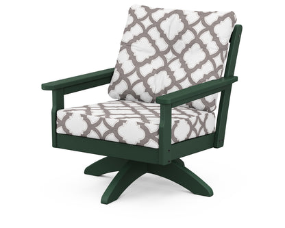 POLYWOOD® Vineyard Deep Seating Swivel Chair in Green / Trellis Grey Mist