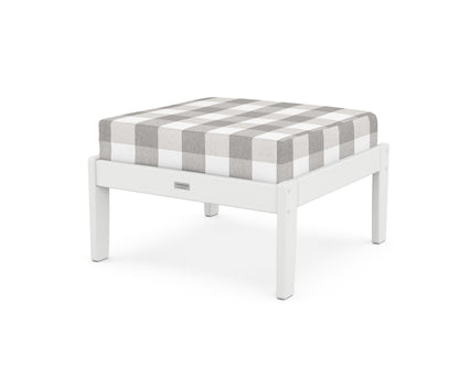 Country Living Cottage Deep Seating Ottoman in White / Buffalo Plaid Grey Mist