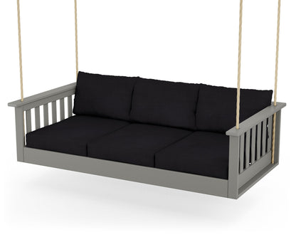 POLYWOOD® Vineyard Daybed Swing in Slate Grey / Midnight Linen