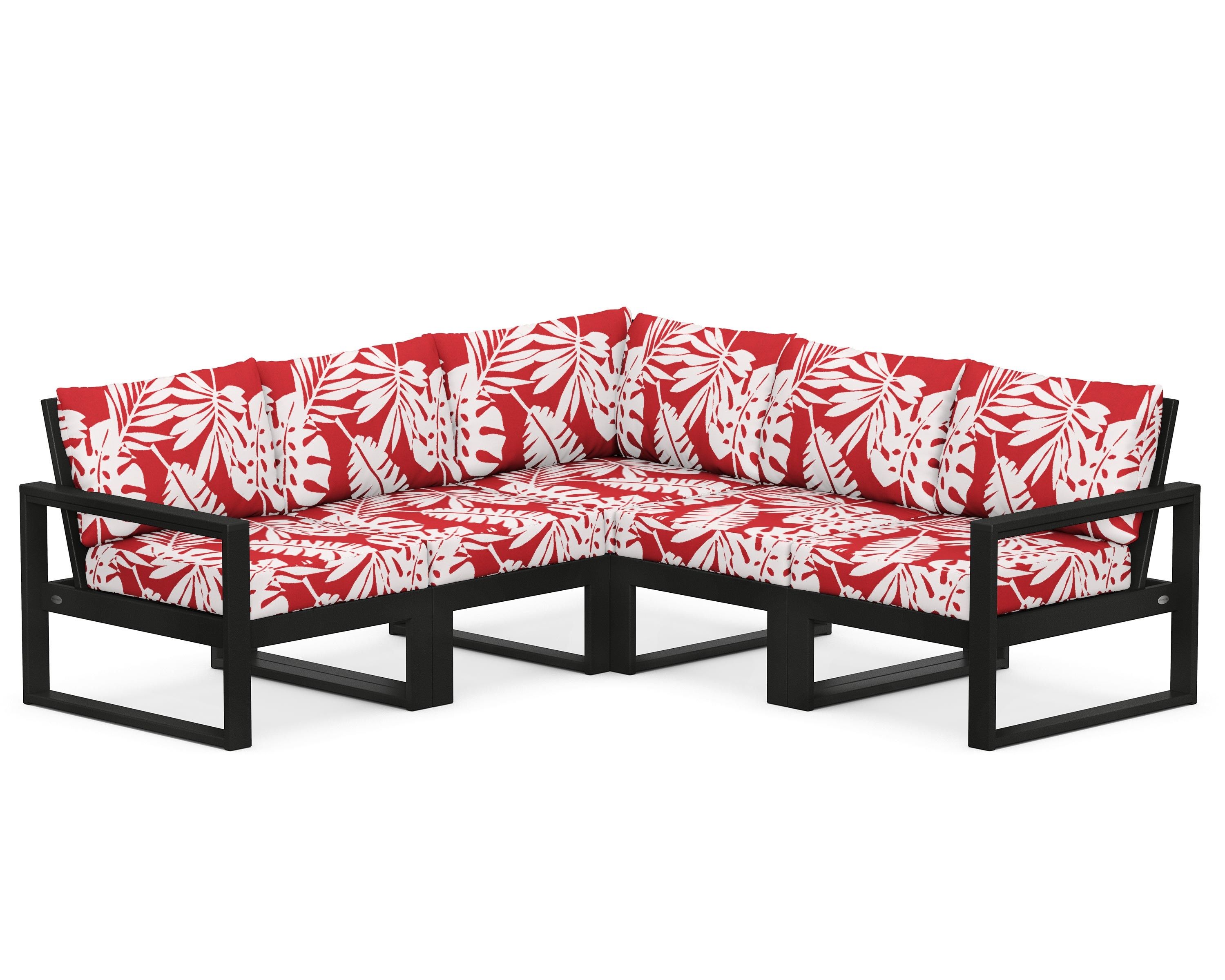 POLYWOOD® EDGE 5-Piece Modular Deep Seating Set in Black / Leaf Crimson