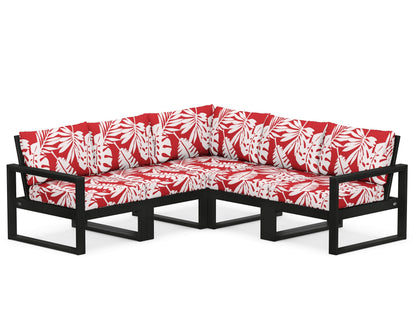 POLYWOOD® EDGE 5-Piece Modular Deep Seating Set in Black / Leaf Crimson