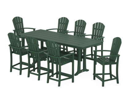 POLYWOOD® Palm Coast 9-Piece Farmhouse Counter Set with Trestle Legs in Green
