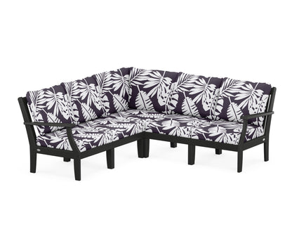 POLYWOOD® Braxton Modular 5-Piece Deep Seating Set in Black / Leaf Navy