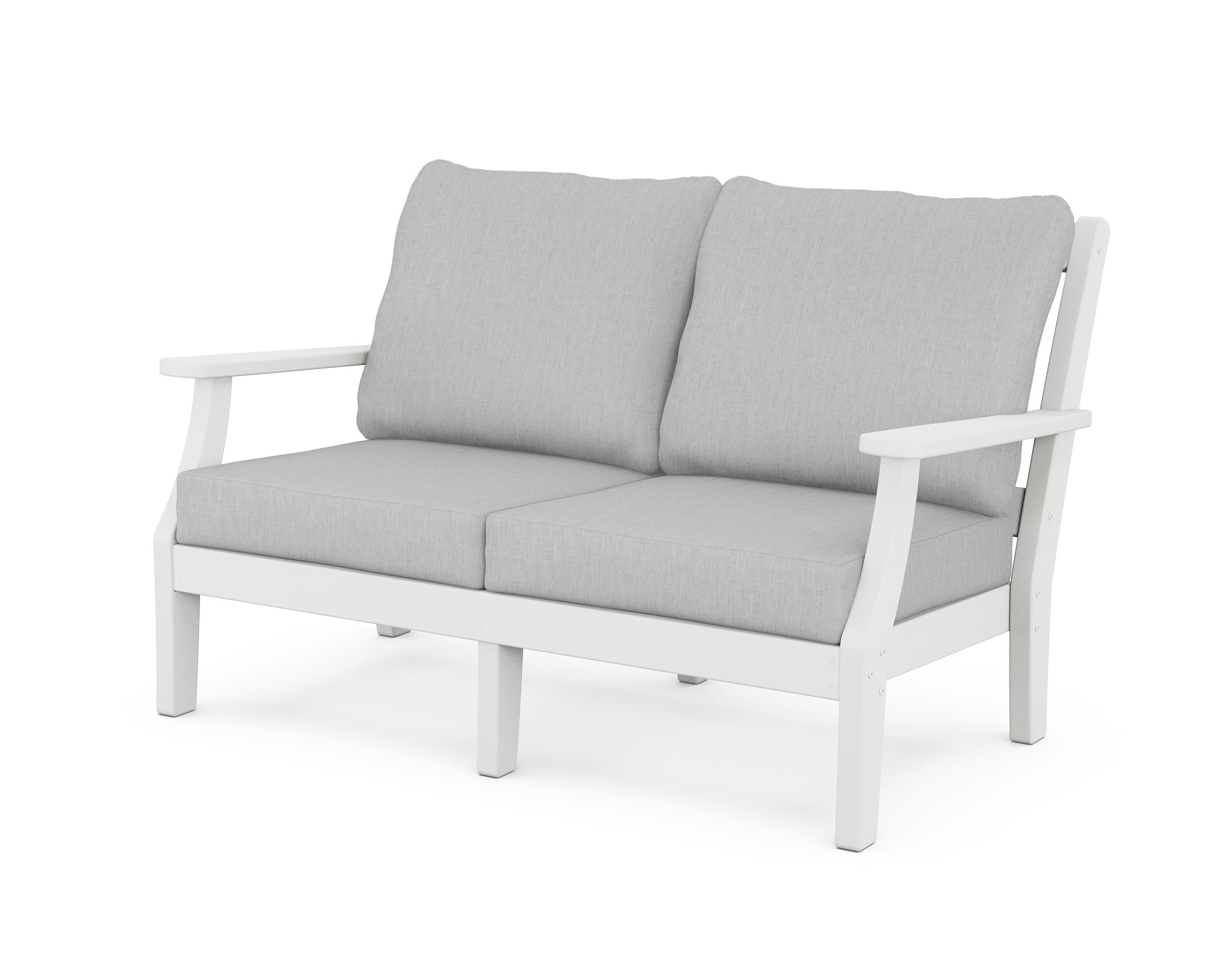 Martha Stewart by POLYWOOD® Chinoiserie Deep Seating Loveseat in White / Granite