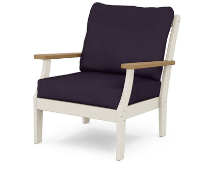 POLYWOOD® Braxton Deep Seating Chair in Sand / Natural / Navy Linen