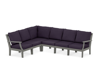POLYWOOD® Braxton Modular 6-Piece Deep Seating Set in Slate Grey / Navy Linen