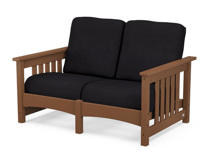 POLYWOOD® Club Mission Loveseat in Teak / Midnight Linen