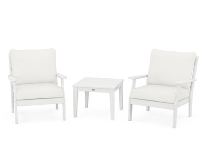 POLYWOOD® Braxton 3-Piece Deep Seating Set in White / Natural Linen