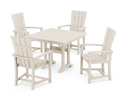 POLYWOOD® Quattro 5-Piece Farmhouse Dining Set With Trestle Legs in Sand