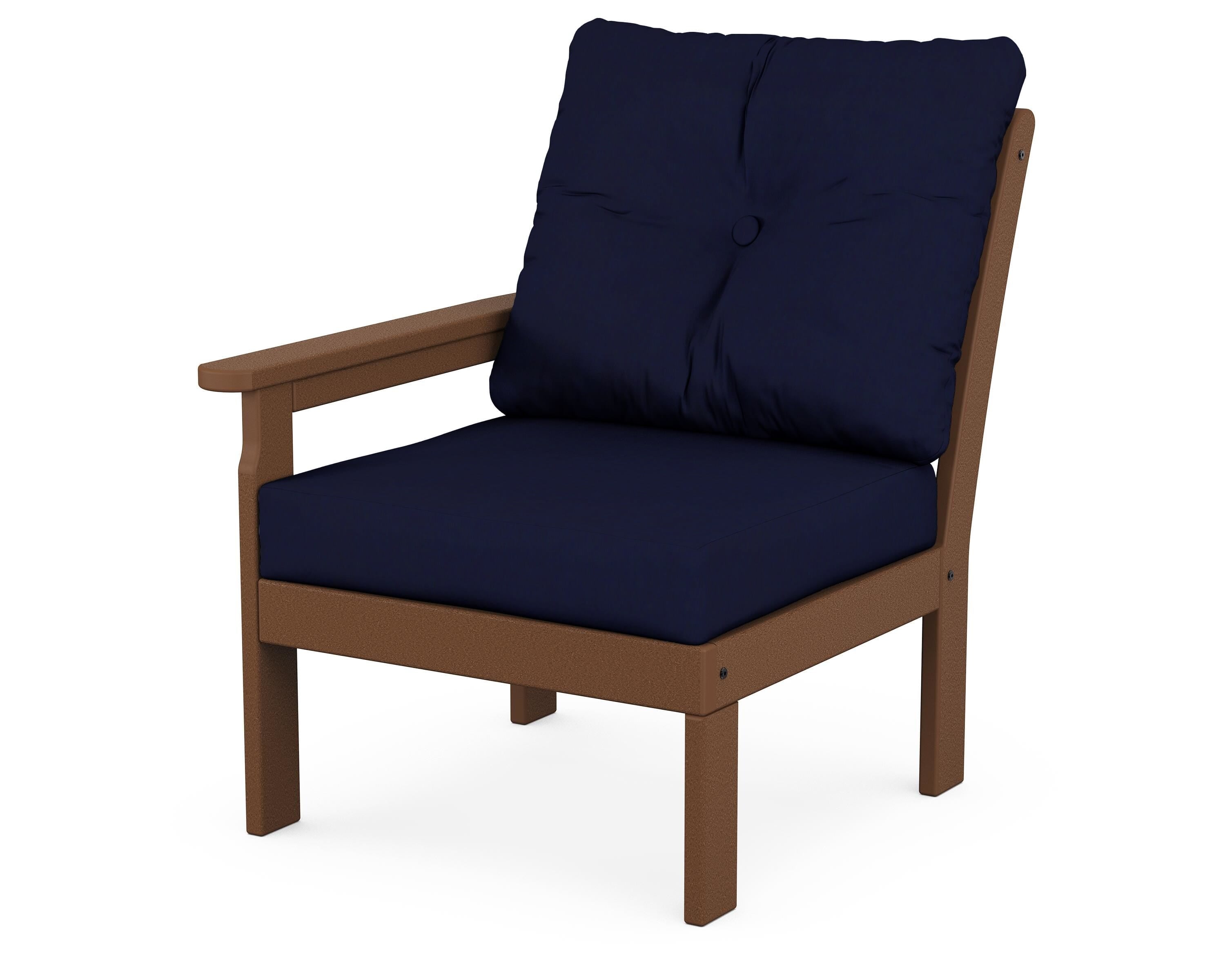 POLYWOOD® Vineyard Modular Left Arm Chair in Teak / Navy