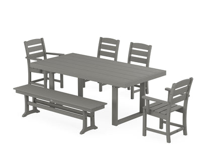 POLYWOOD® Lakeside 6-Piece Dining Set with Bench in Slate Grey