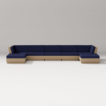 PW Designer Series Elevate 7-Piece Double Chaise Sectional in Vintage Sahara / Navy