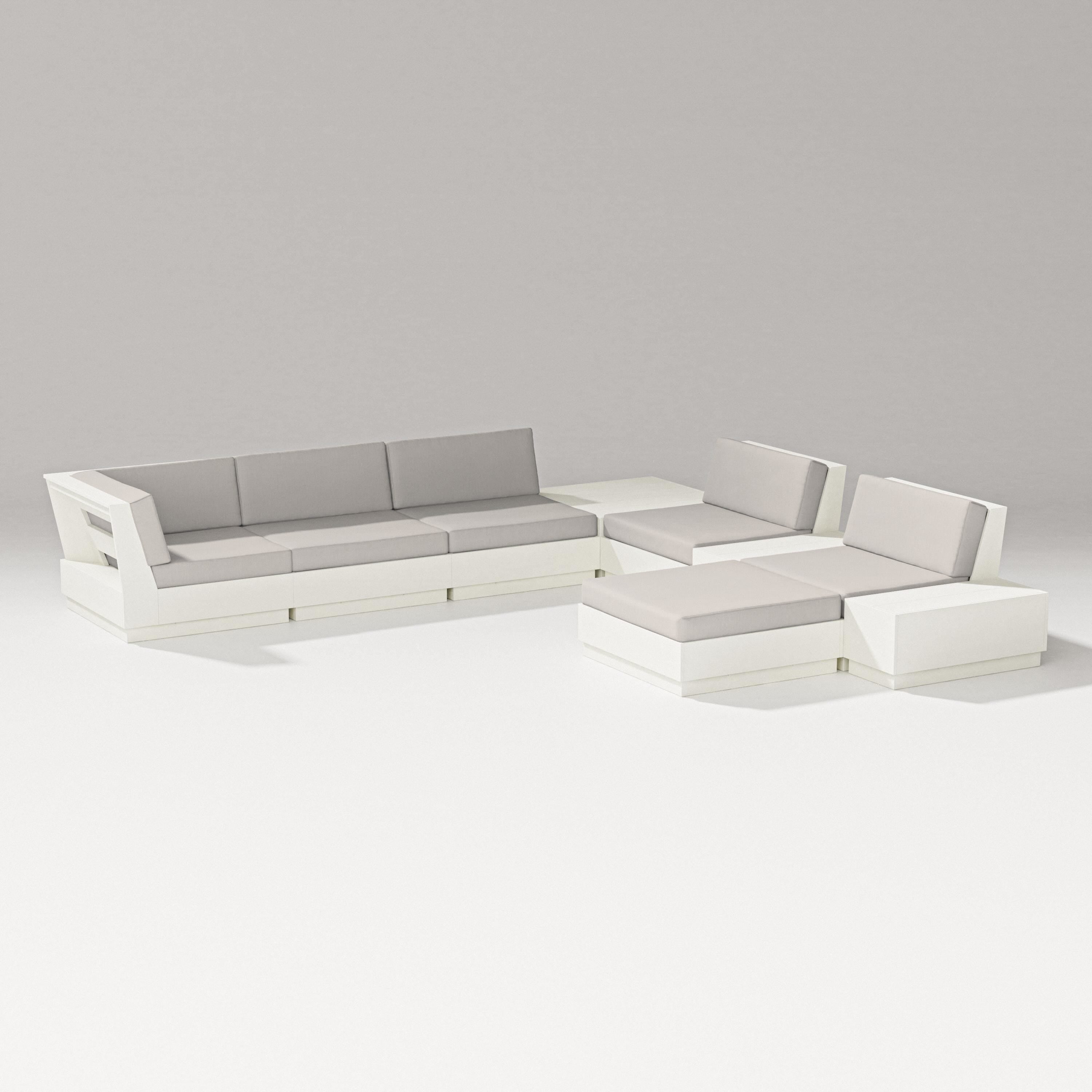 PW Designer Series Elevate 9-Piece Conversation Sectional in Vintage White / Cast Ash