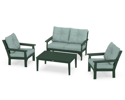 POLYWOOD® Vineyard 4-Piece Deep Seating Set in Green / Glacier Spa