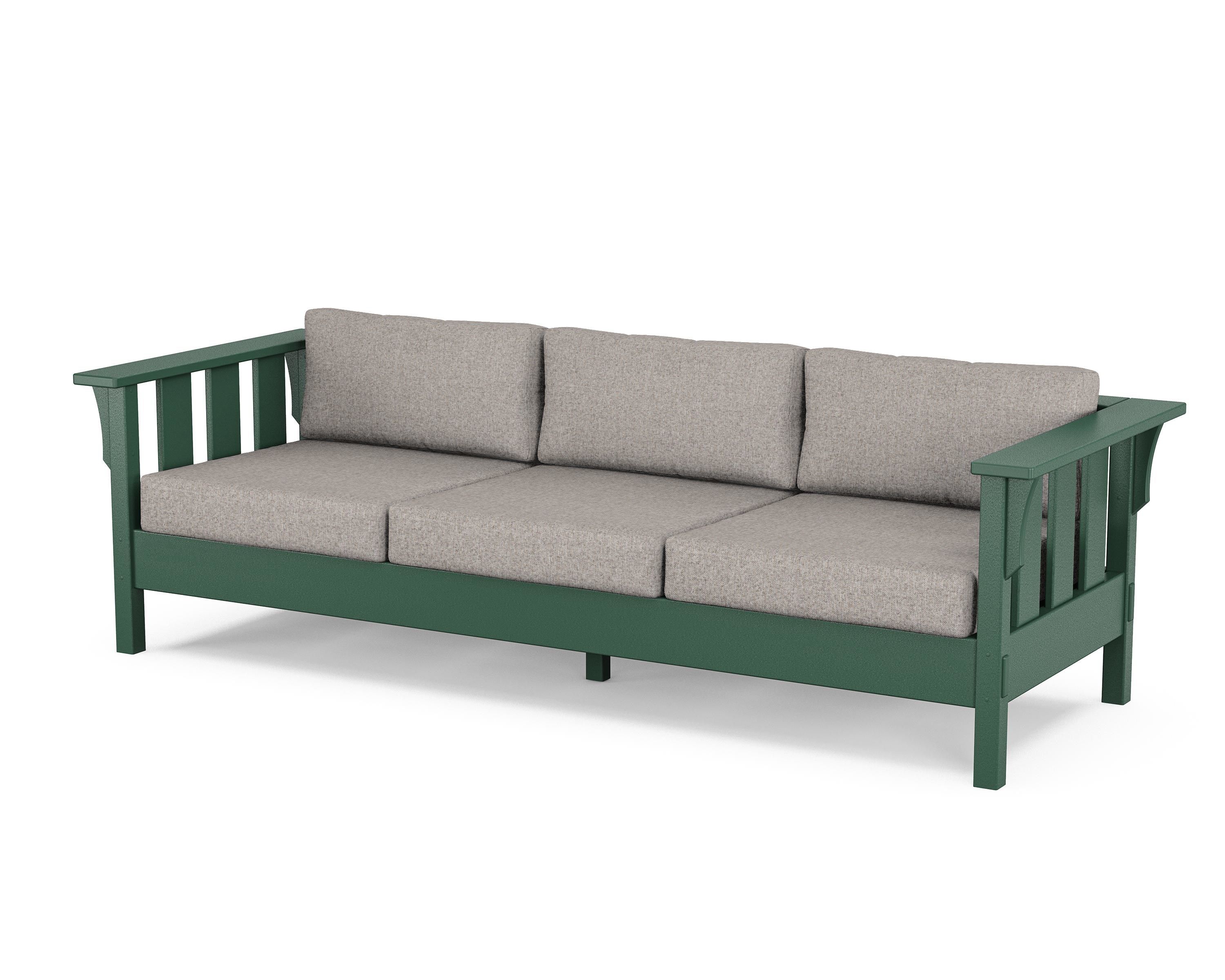 Martha Stewart by POLYWOOD® Acadia Deep Seating Sofa in Green / Weathered Tweed