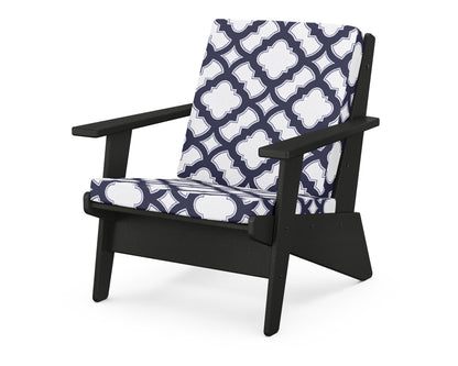 POLYWOOD® Riviera Modern Lounge Chair in Black / Trellis Navy