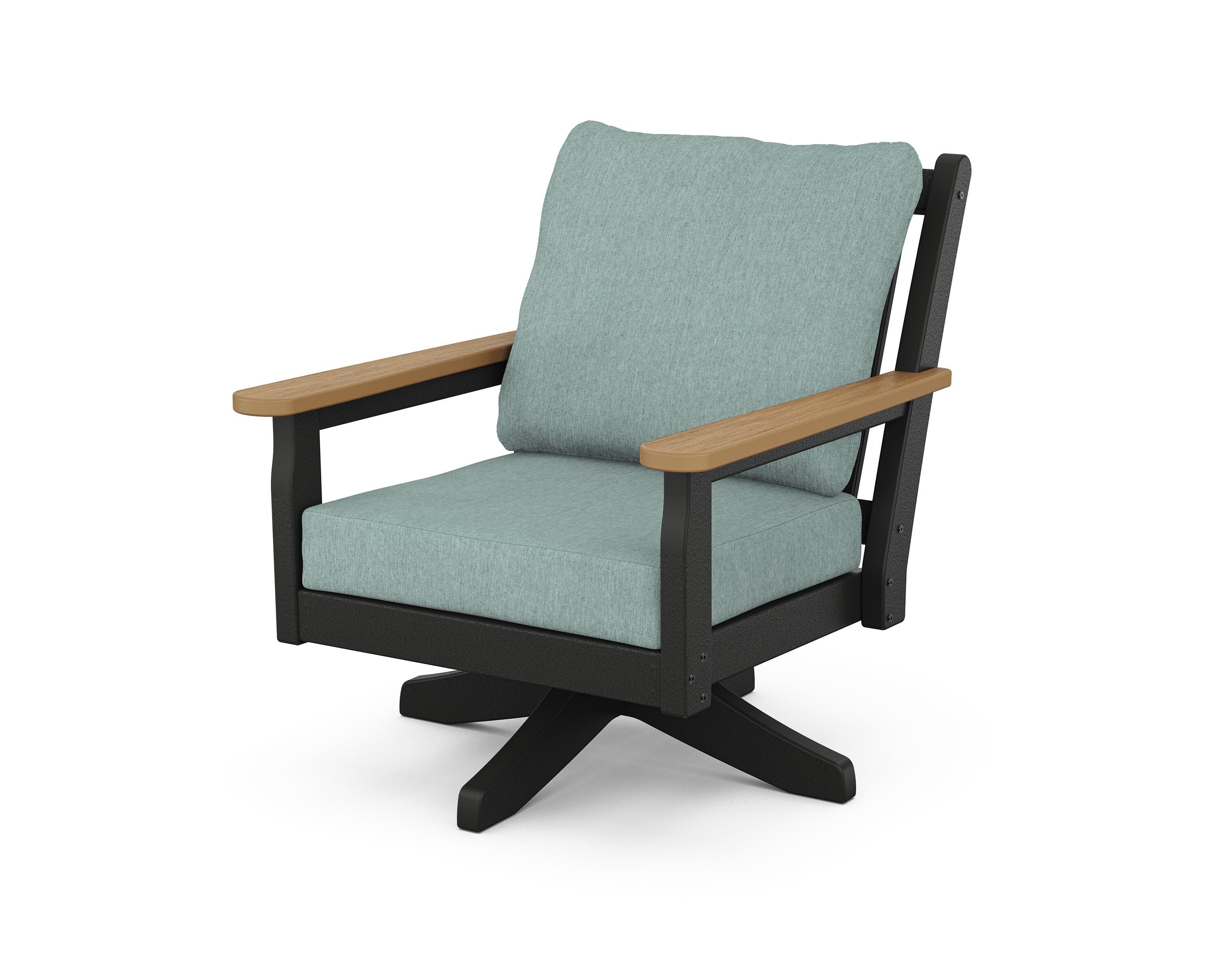 POLYWOOD® Chippendale Deep Seating Swivel Chair in Black / Natural / Glacier Spa