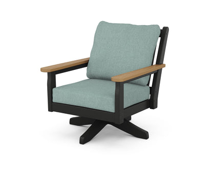 POLYWOOD® Chippendale Deep Seating Swivel Chair in Black / Natural / Glacier Spa