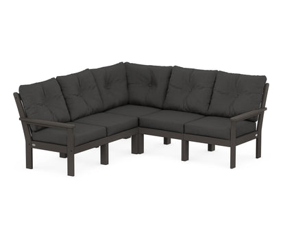 POLYWOOD® Vineyard 5-Piece Sectional in Vintage Coffee / Spectrum Carbon