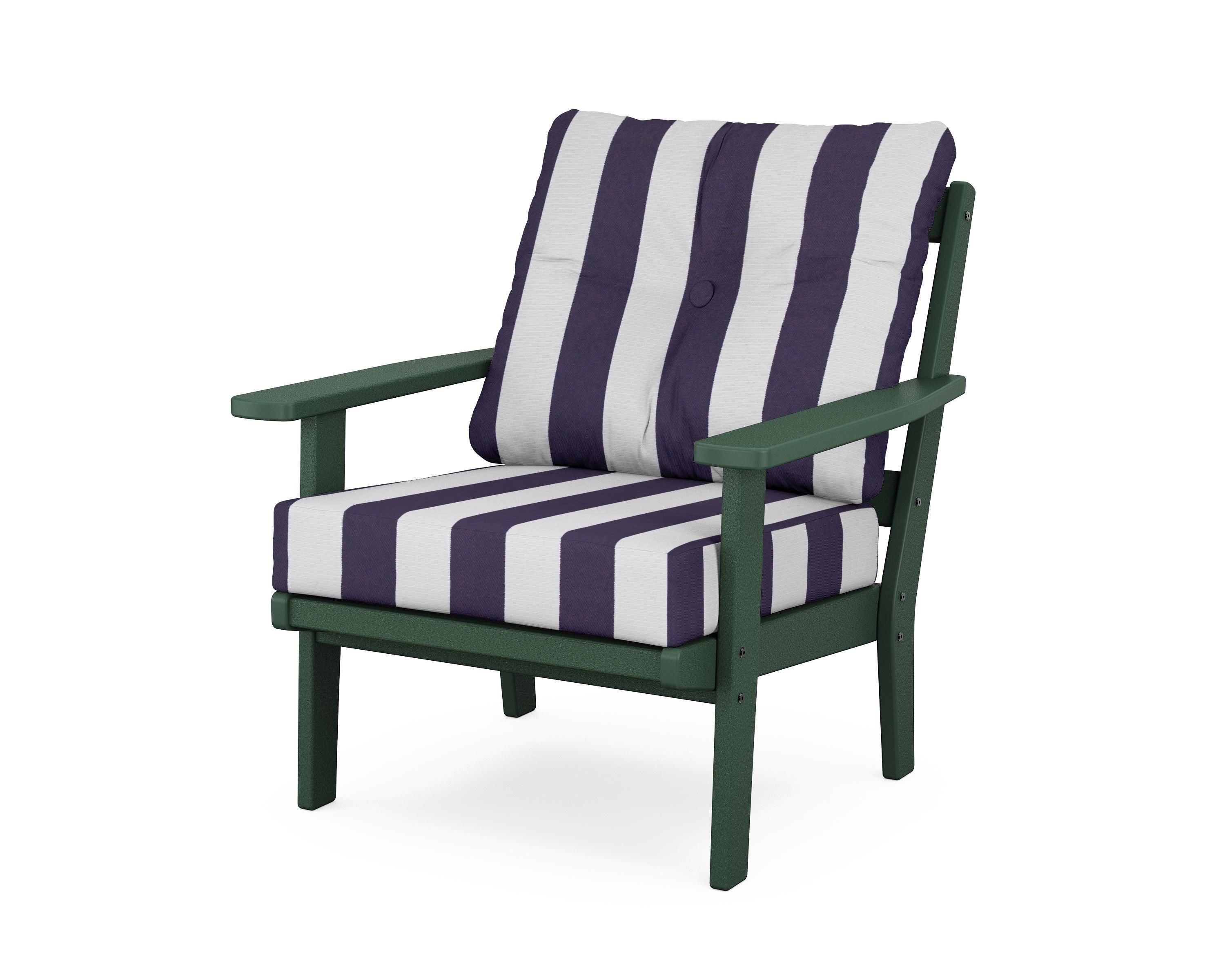 POLYWOOD® Oxford Deep Seating Chair in Green / Cabana Stripe Navy