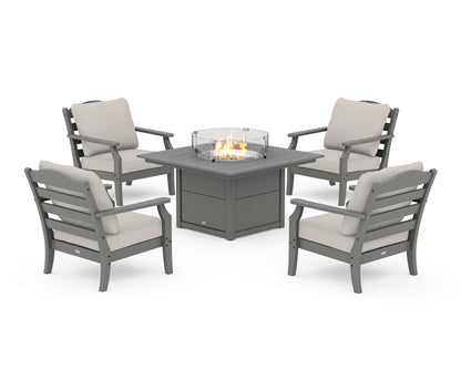Draper James™ by  POLYWOOD® Savannah 5-Piece Deep Seating Set with Fire Pit Table in Slate Grey / Cast Ash