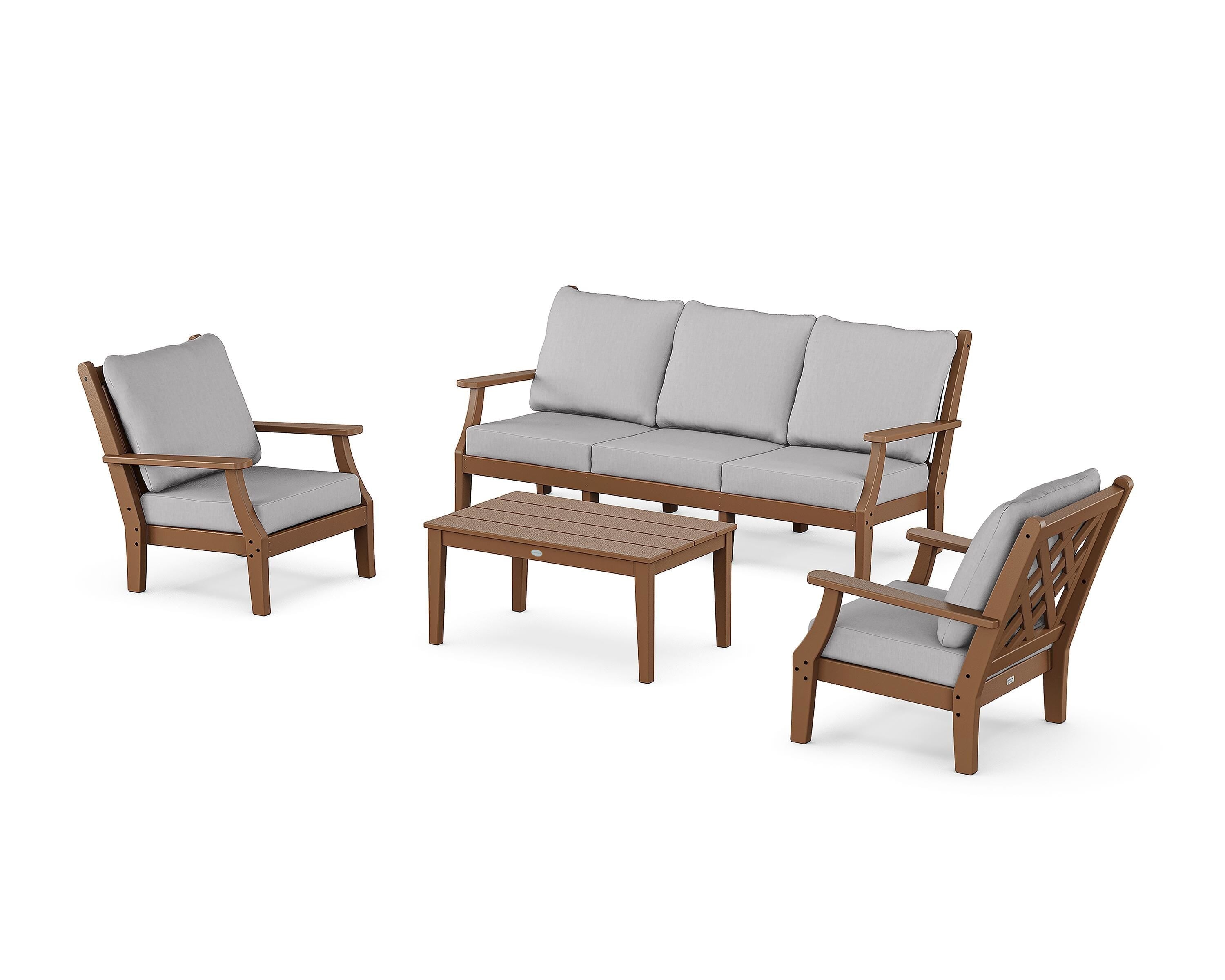 Country Living Wovendale 4-Piece Deep Seating Set with Sofa in Teak / Granite