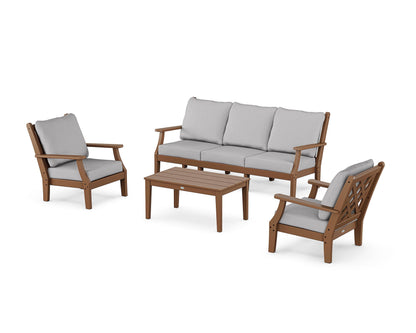 Country Living Wovendale 4-Piece Deep Seating Set with Sofa in Teak / Granite