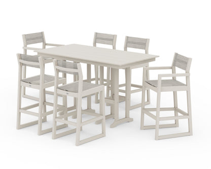 POLYWOOD® EDGE Sling 7-Piece Farmhouse Bar Set in Sand / Birch Sling