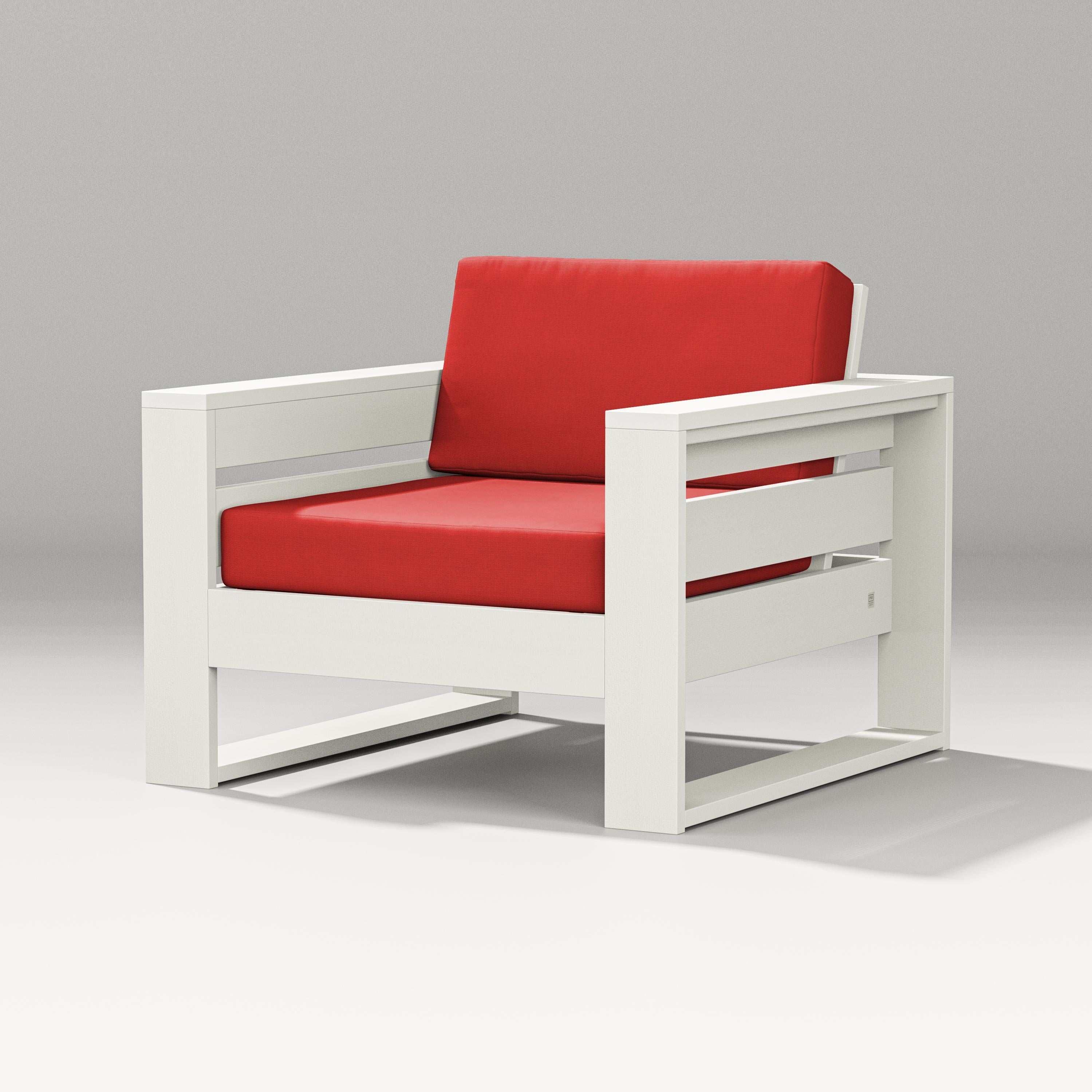 PW Designer Series Latitude Lounge Chair in Vintage White / Crimson Linen