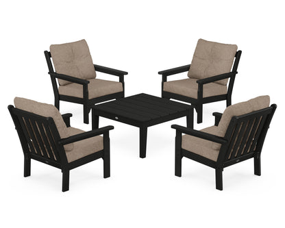 POLYWOOD® Vineyard 5-Piece Deep Seating Conversation Set in Black / Spiced Burlap