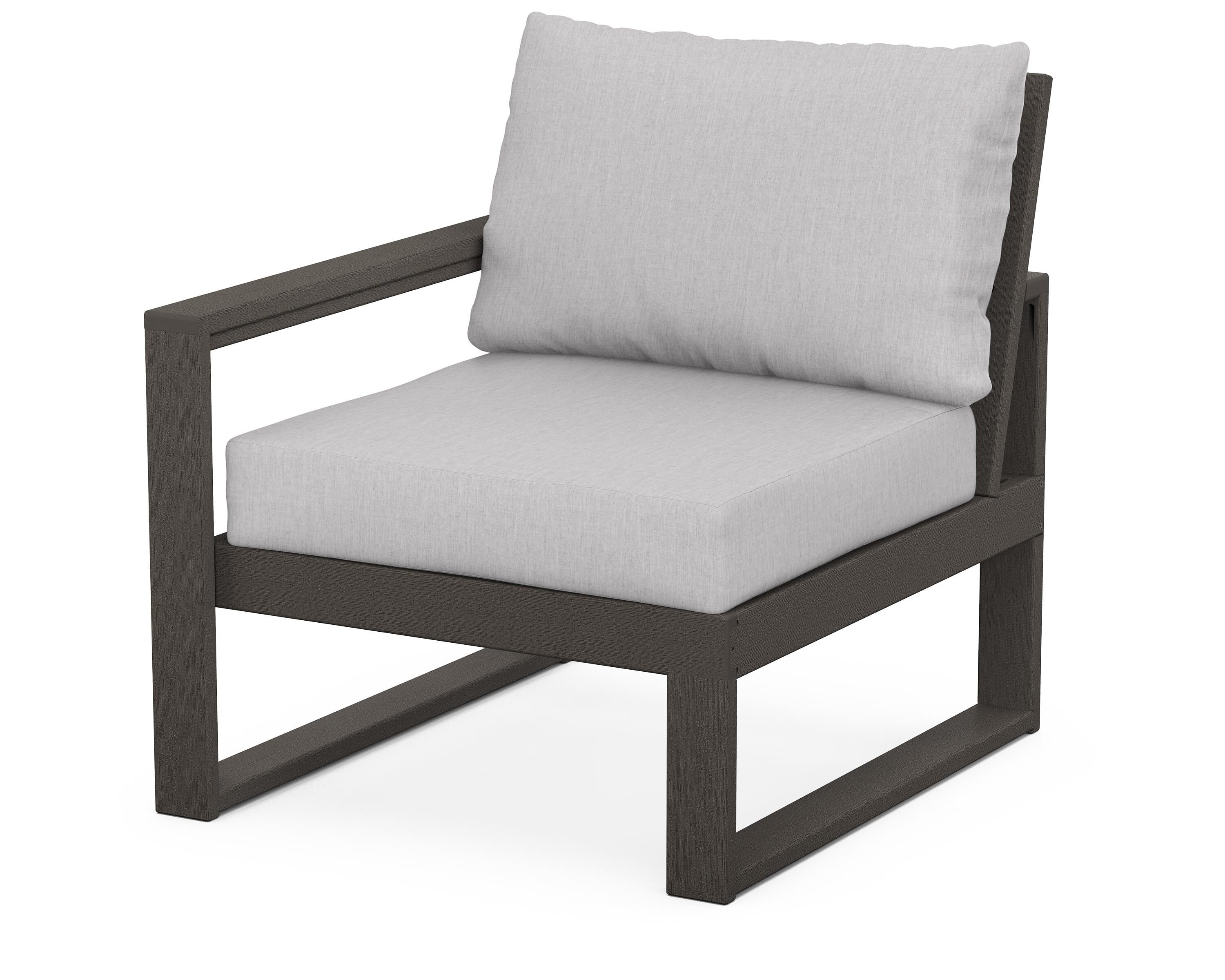 POLYWOOD® EDGE Modular Left Arm Chair in Vintage Coffee / Granite