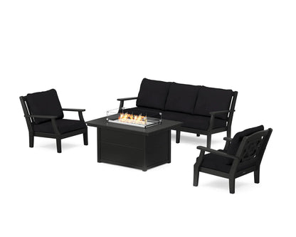Chinoiserie Deep Seating Fire Pit Table Set