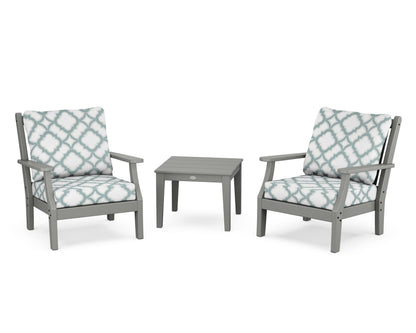 Country Living Wovendale 3-Piece Deep Seating Set in Slate Grey / Trellis Glacier Spa