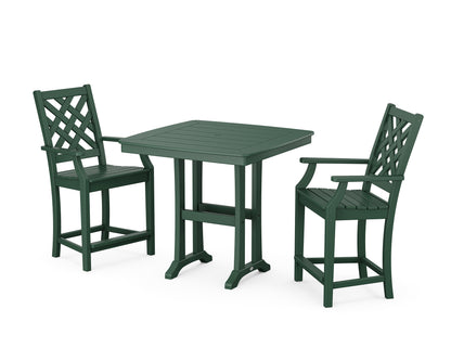 Country Living Wovendale 3-Piece Counter Set with Trestle Legs in Green