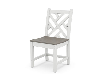POLYWOOD® Chippendale Dining Side Chair in White / Driftwood