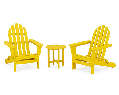 POLYWOOD® Classic Folding Adirondack 3-Piece Set in Lemon