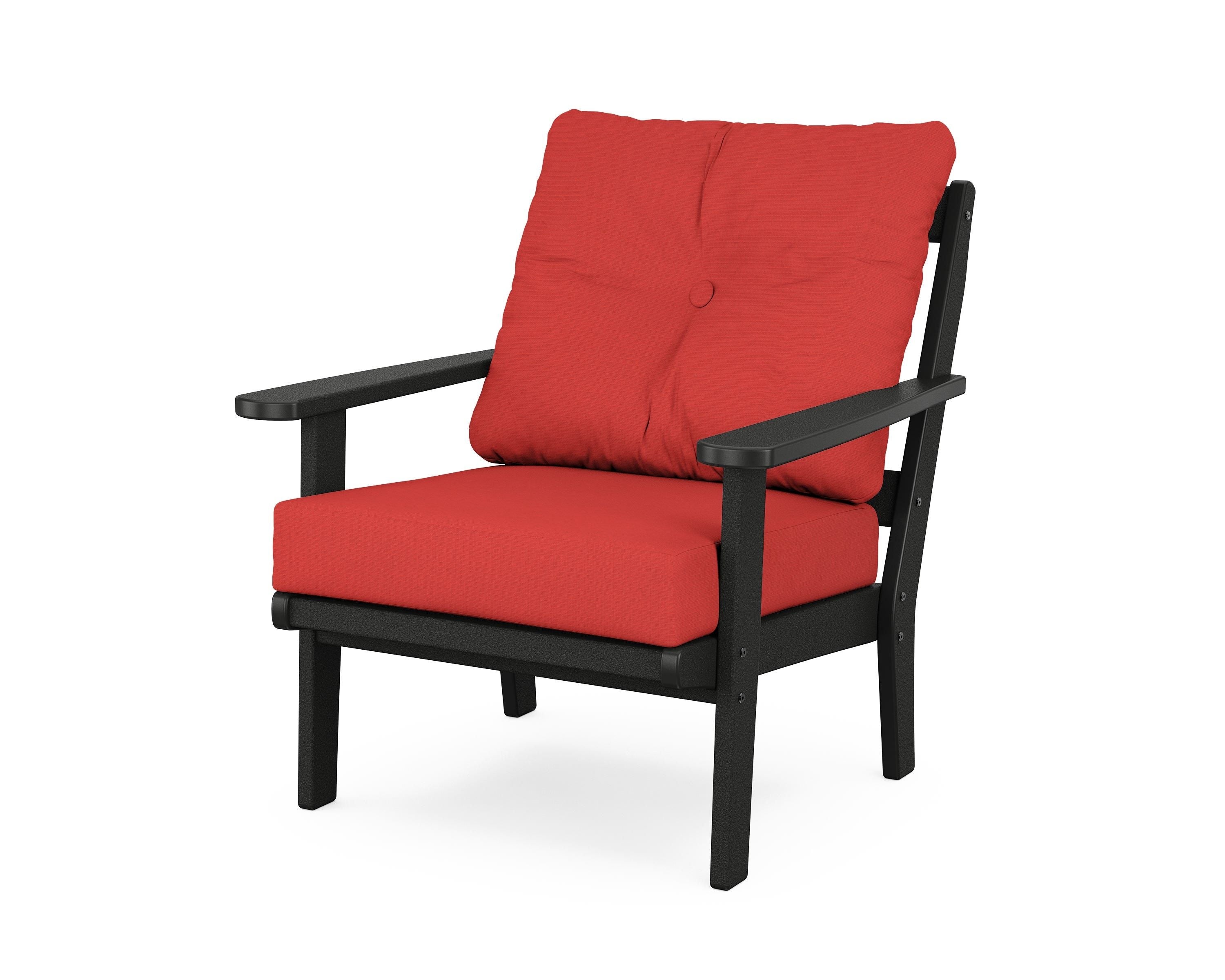 POLYWOOD® Mission Deep Seating Chair in Black / Crimson Linen