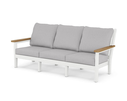 POLYWOOD® Chippendale Deep Seating Sofa in White / Natural / Granite