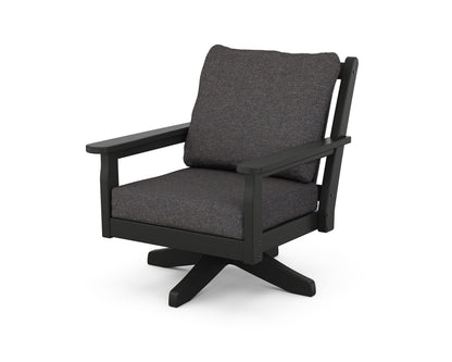 POLYWOOD® Chippendale Deep Seating Swivel Chair in Black / Ash Charcoal