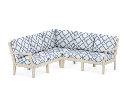POLYWOOD® Braxton Modular 5-Piece Deep Seating Set in Sand / Trellis Sky Blue