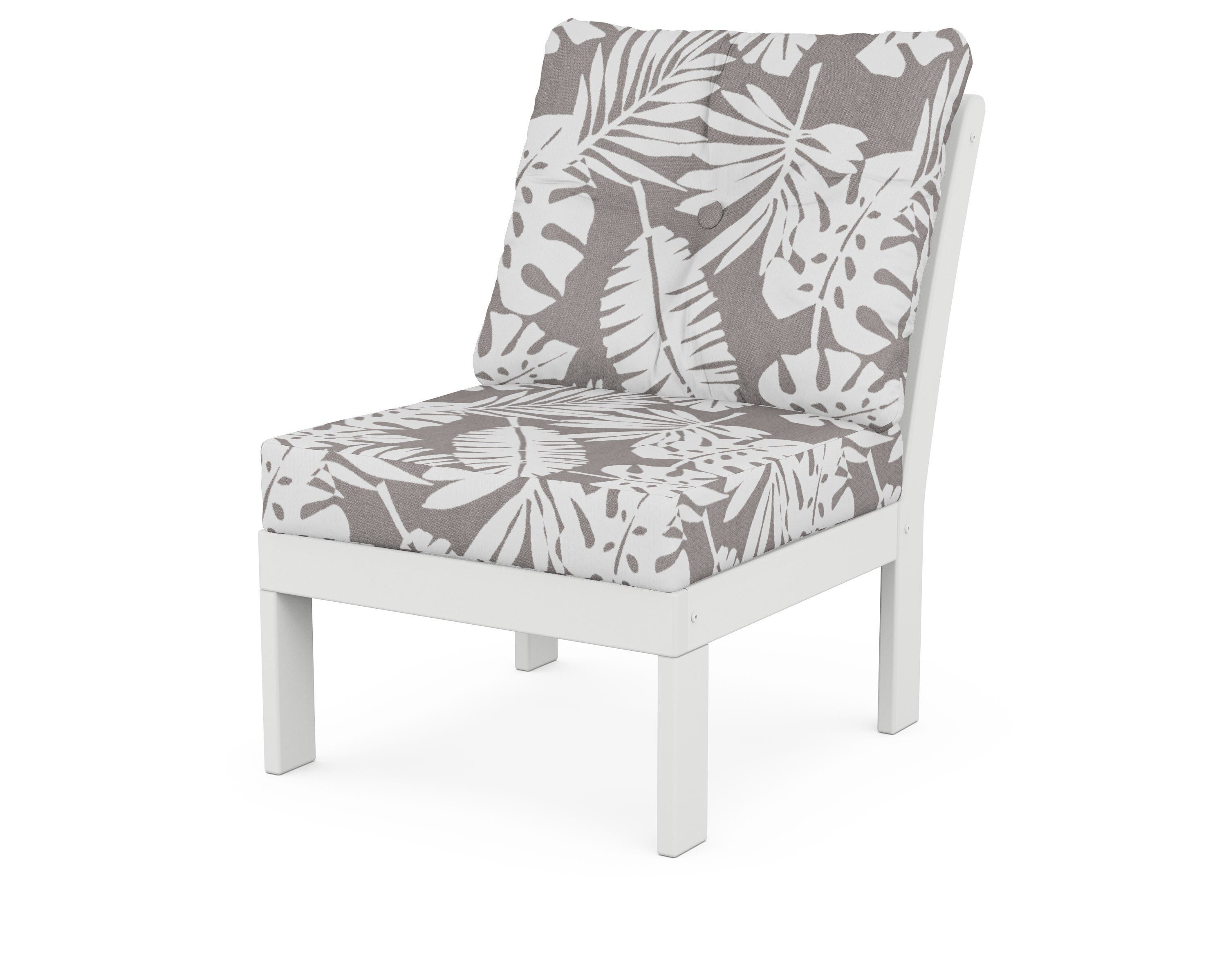 POLYWOOD® Vineyard Modular Armless Chair in White / Leaf Grey Mist