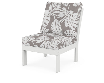 POLYWOOD® Vineyard Modular Armless Chair in White / Leaf Grey Mist